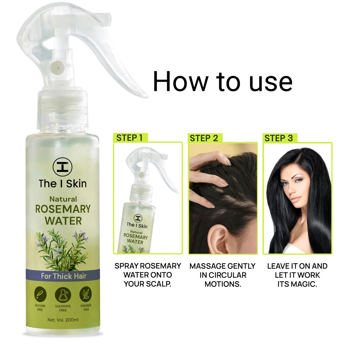 The I Skin Rosemary Water For Hair Growth | Hair Spray for Regrowth | Rosemary Hair Mist  (200 ml)